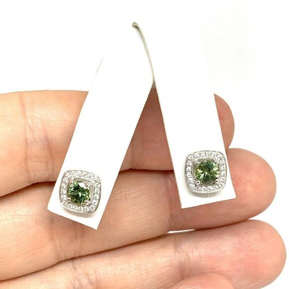 Diamond Sapphire Earrings 18k Gold 1.50 TCW Certified $2,950 921513 - Picture 7 of 9